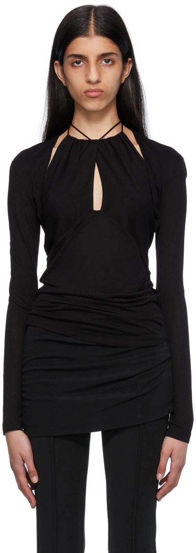 Helmut Lang Black Ls Halter Top In Basalt Black