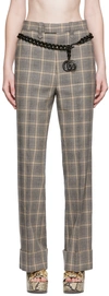 Gucci Wool And Linen Trousers With Prince Of Wales Motif In 1136 Grey/black/mc