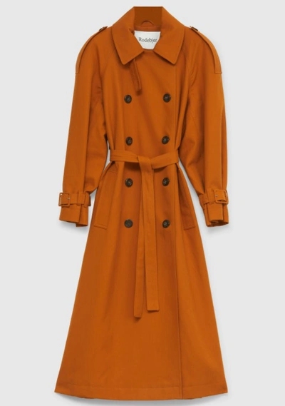 Rodebjer Lois Double-breasted Trench Coat In Orange