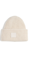 Acne Studios Pansy Logo-patch Wool Beanie Hat In Oatmeal Melange