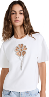 Area Crystal-embellished Floral-detail T-shirt In White