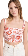 Borgo De Nor Didi Square-neck Cotton-poplin Crop Top In Summer Sun Red