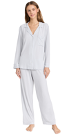 Eberjey Charcoal Heather Gisele Long Pajama Set In Ice Blue Ivory