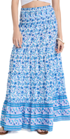 PLAYA LUCILA PRINTED RUFFLE SKIRT BLUE MULTI