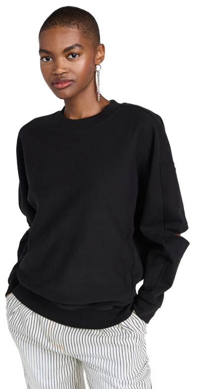 Tibi Cocoon Crewneck Sweatshirt In Black
