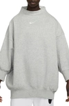 Nike Women's  Sportswear Phoenix Fleece Over-oversized Mock-neck 3/4-sleeve Sweatshirt In Grey