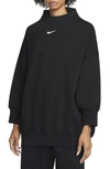 Nike Women's  Sportswear Phoenix Fleece Over-oversized Mock-neck 3/4-sleeve Sweatshirt In Black