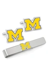 Cufflinks, Inc . Ncaa Michigan Wolverines Cuff Links & Tie Bar In Yellow