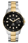 Fossil Blue Two-tone Stainless Steel Bracelet Watch, 42mm In Two-tone/gold/silver/black