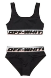OFF-WHITE KIDS' LOGO TWO-PIECE SWIMSUIT