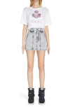 Isabel Marant Étoile Linen Tshirt With Logo In Pink / White