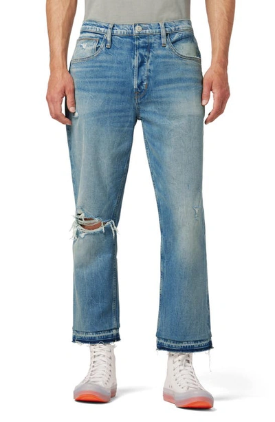 Hudson Reese Ripped Crop Straight Leg Jeans In Blue