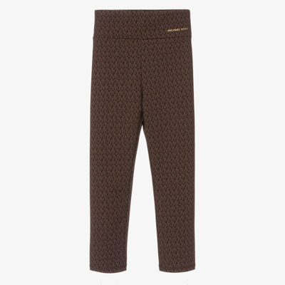 Michael Kors Kids' Girls Brown Logo Leggings