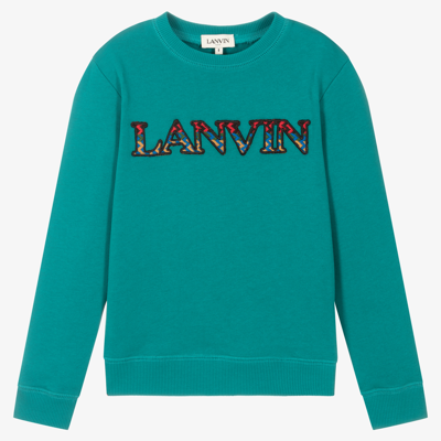 Lanvin Teen Boys Curb Logo Sweatshirt In Green