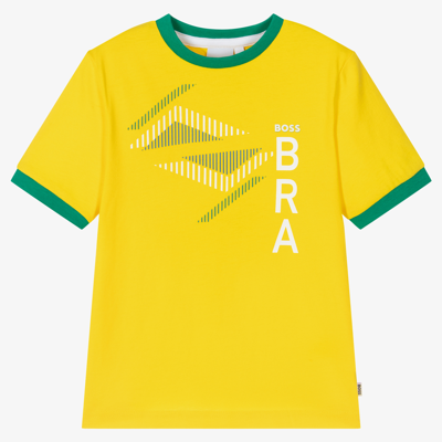 Bosswear Kids' Boys Yellow Brazil Cotton T-shirt