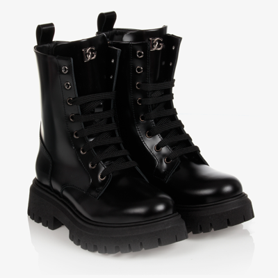 Dolce & Gabbana Lace-up Ankle Boots In Black