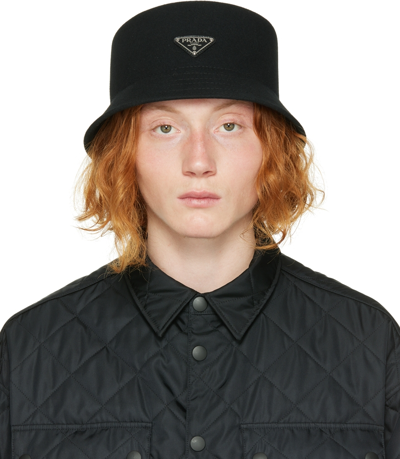Prada Men's Nylon Bucket Hat In Black
