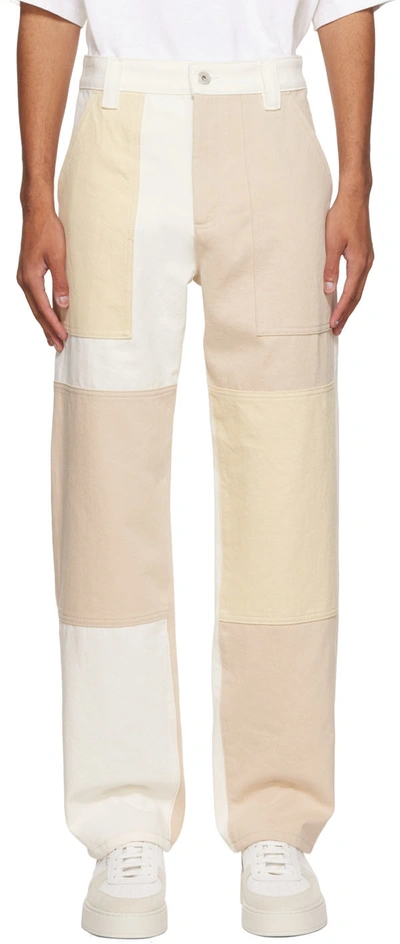 Axel Arigato Patchwork-design Wide-leg Jeans In White