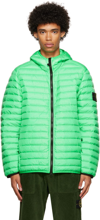 Stone Island Panelled Down Hooded Jacket In V0052 Light Green