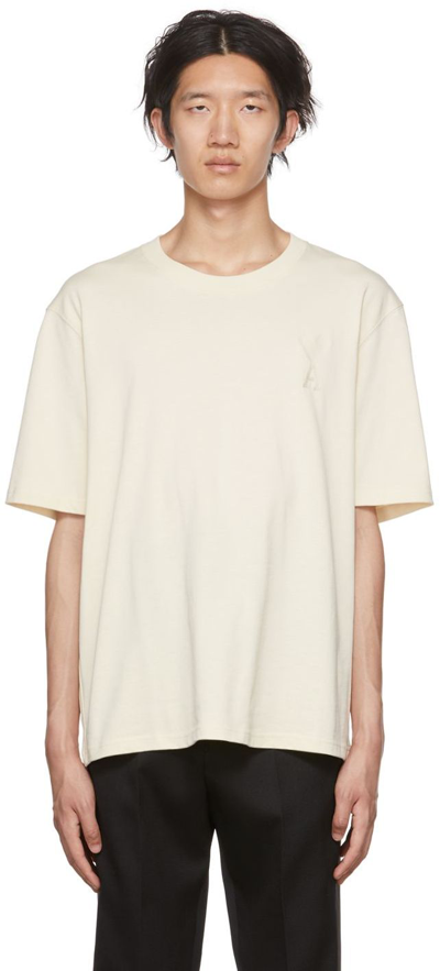 Ami Alexandre Mattiussi Off-white Ami De Cœur T-shirt In Off White/150