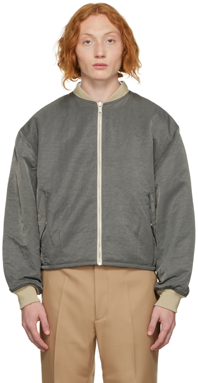 Second / Layer Gray Reversible Bomber Jacket In Moon Grey / Desert S