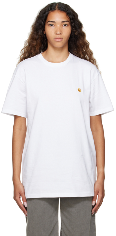 Carhartt White Chase T-shirt In White/gold