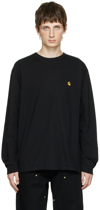 Carhartt Chase T-shirt With Crew Neck And Long Sleeves In 00fxx Black / Gold