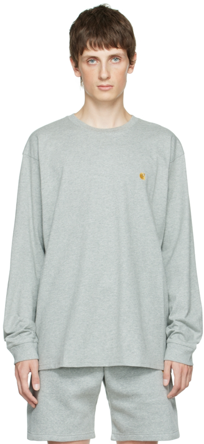 Carhartt Gray Chase Long Sleeve T-shirt In 00mxx Grey Heather /