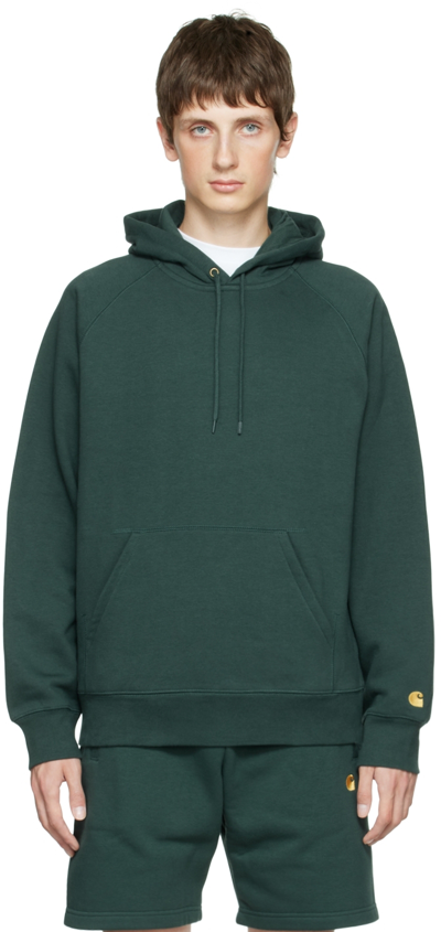 Carhartt Embroidered-logo Pullover Hoodie In Green