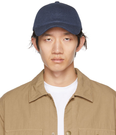 A.p.c. Charlie Logo-embroidered Cotton-jersey Baseball Cap In Blue