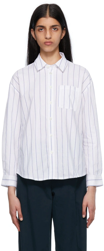 Apc Striped Boyfriend Shirt In White