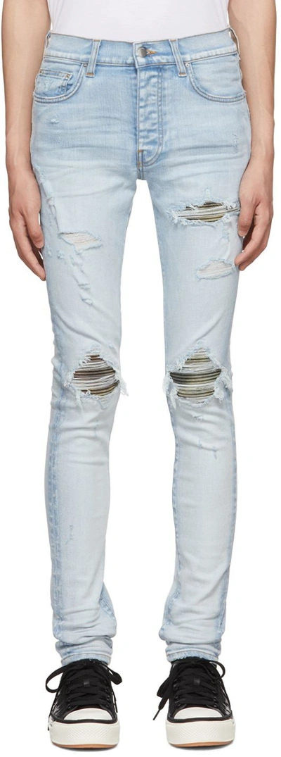 Amiri Blue Mx1 Camo Skinny Jeans In White