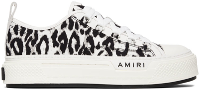 Amiri Men's Court Leopard Print Canvas Low-top Sneakers In White