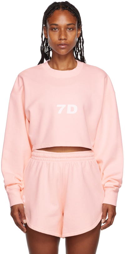 7 Days Active Monday Cropped Organic-cotton Jersey Sweatshirt In Pink
