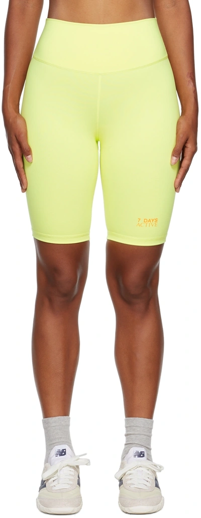 7 Days Active Green Bike Sport Shorts In Yellow