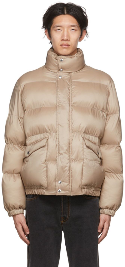 Alexander Mcqueen Nylon Puffer Coat In Tan Brown