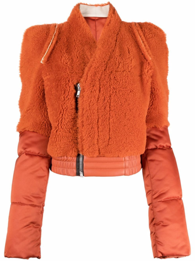 Rick Owens Bionic Reversible Padded Bomber Jacket In Orange