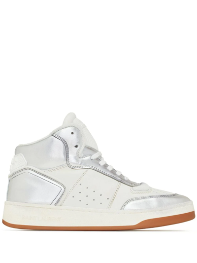 Saint Laurent High-top Leather Sneakers In White