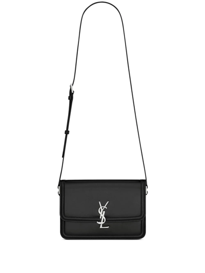 Saint Laurent Monogram-logo Leather Messenger Bag In Black