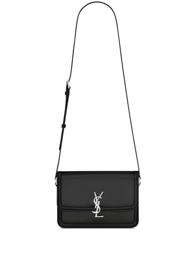 Saint Laurent Solferino M号皮革单肩包 In Black