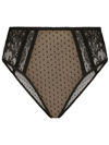 Dolce & Gabbana High-waisted Lace Briefs In Brown