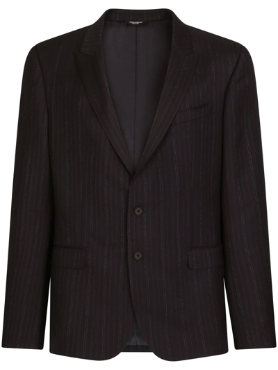 Dolce & Gabbana Pinstripe Single-breasted Blazer In Black