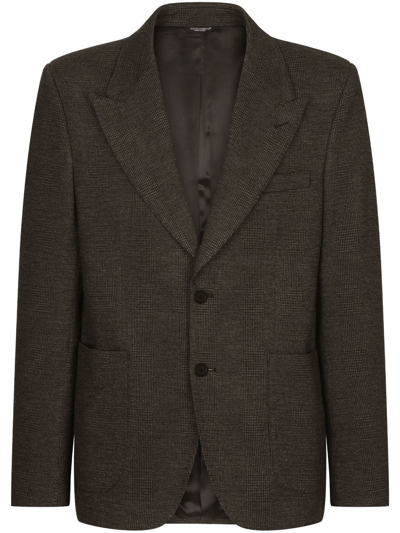 Dolce & Gabbana Check-knit Blazer In Grey