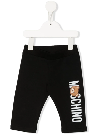 Moschino Babies' Teddy Bear Cotton Track Pants In Black