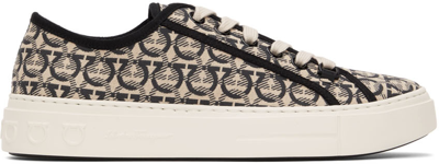 Ferragamo Anson Gancini-jacquard Sneakers In Neutrals