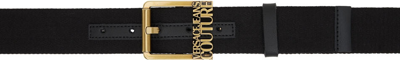 Versace Jeans Couture Black Logo Belt In Epk3 Black/gold