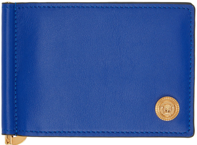 Versace Tribute Medusa Leather Wallet In Blau