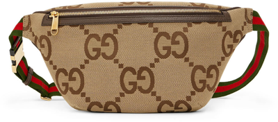 Gucci Beige & Brown Jumbo Gg Belt Bag In 2570 Camel Eb/n.ac/l