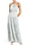 Love By Design Roberta Satin Halter Maxi Dress In Sage