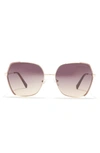 Kenneth Cole Geometric 60mm Sunglasses In Gold / Gradient Brown